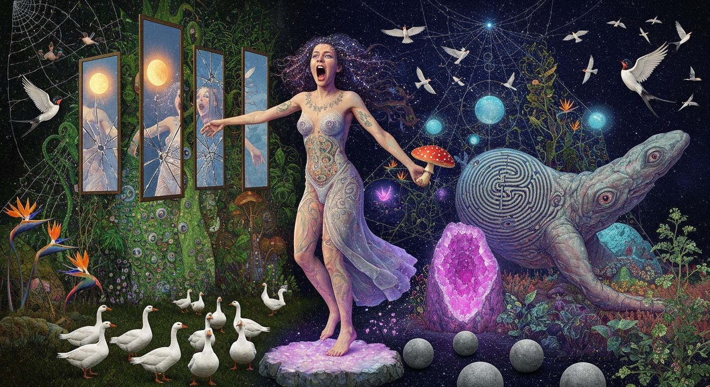 Primal Scream Twins Shattering Mirrors in Cosmic Surrealism