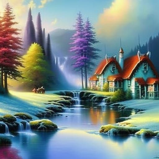 Ethereal Fantasy Village in Mist