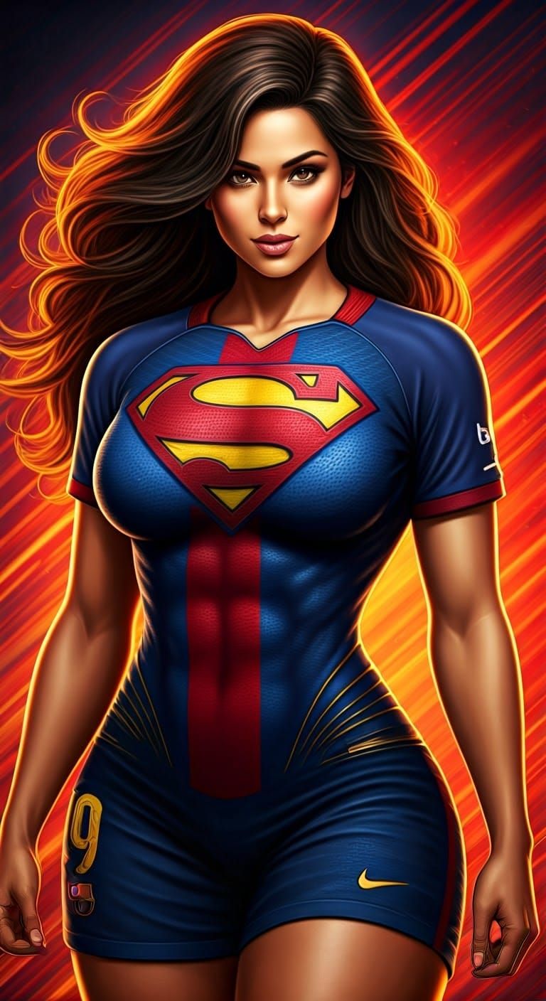 Superhero Soccer Goddess in Vibrant Colors