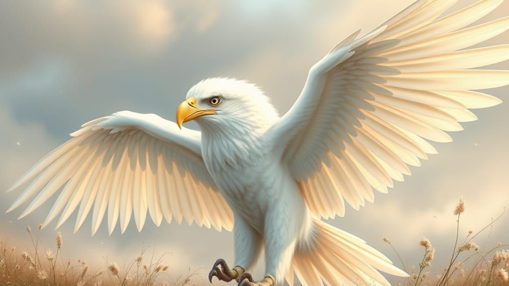 Majestic White Eagle Butterfly Hybrid in Audubon Style