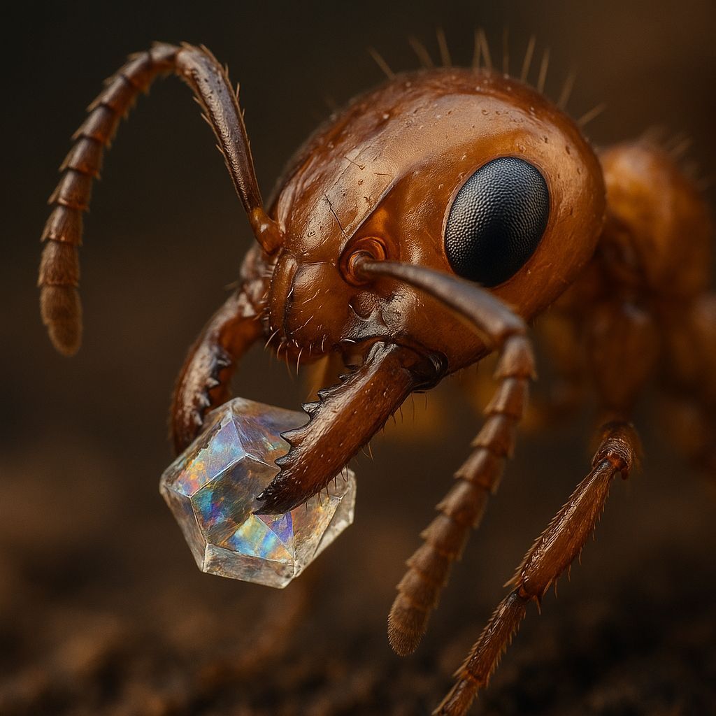 Ant with a sugar crystal