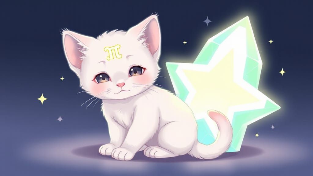 Cute Kitten with Glowing Star in Pastel Anime Style