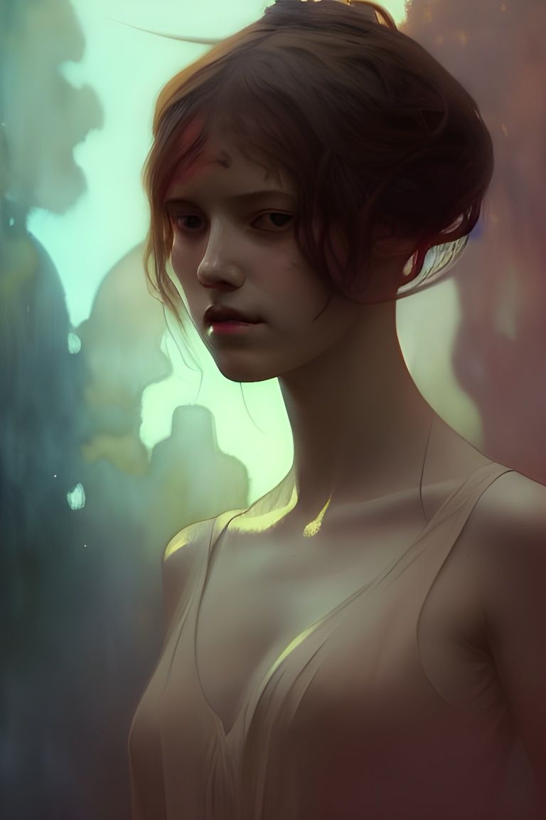 Tragic Portrait of Louisa in Watercolor Style