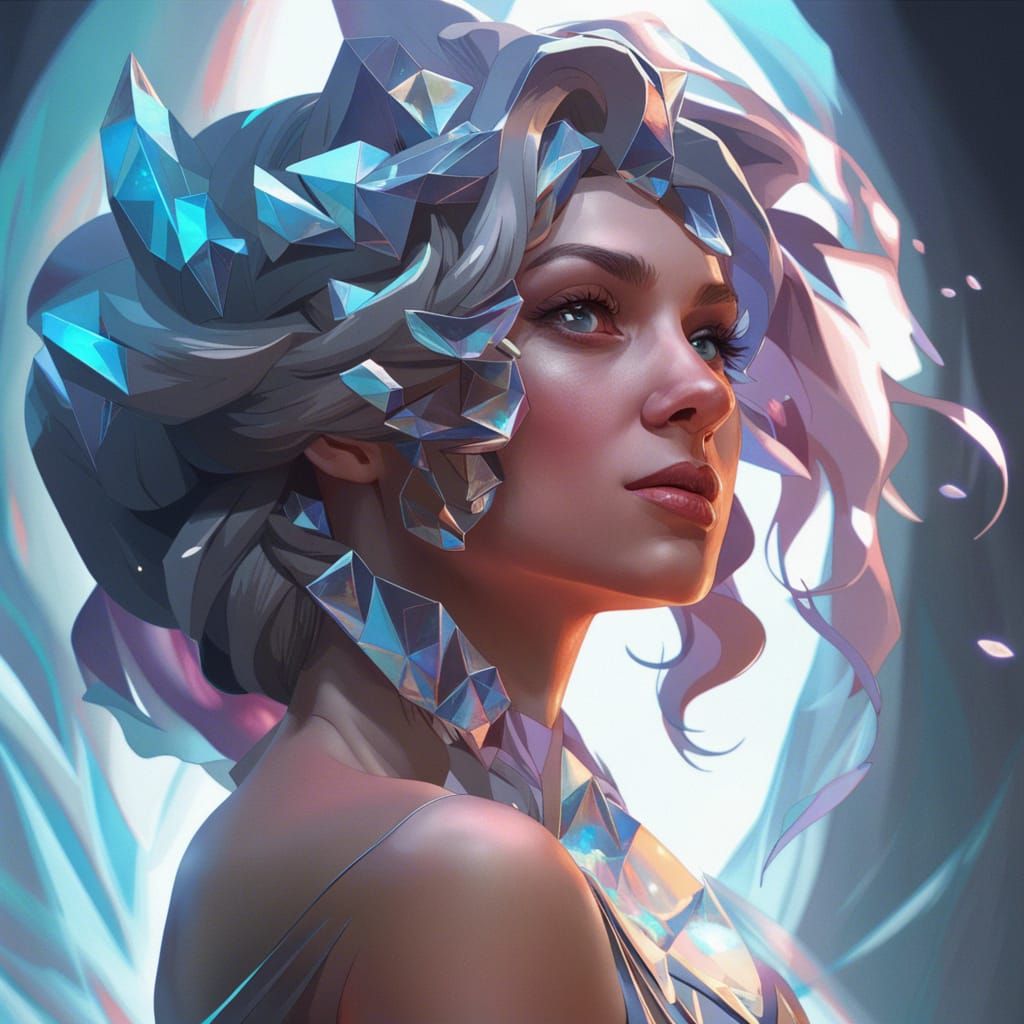 Hyperdetailed Crystal Portrait with Dynamic Lighting