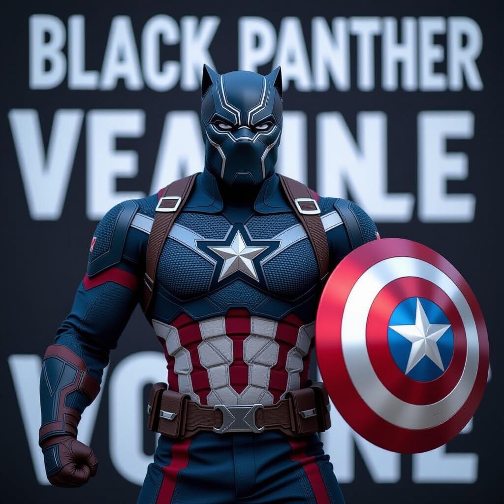 Black Panther as Captain America on Black
