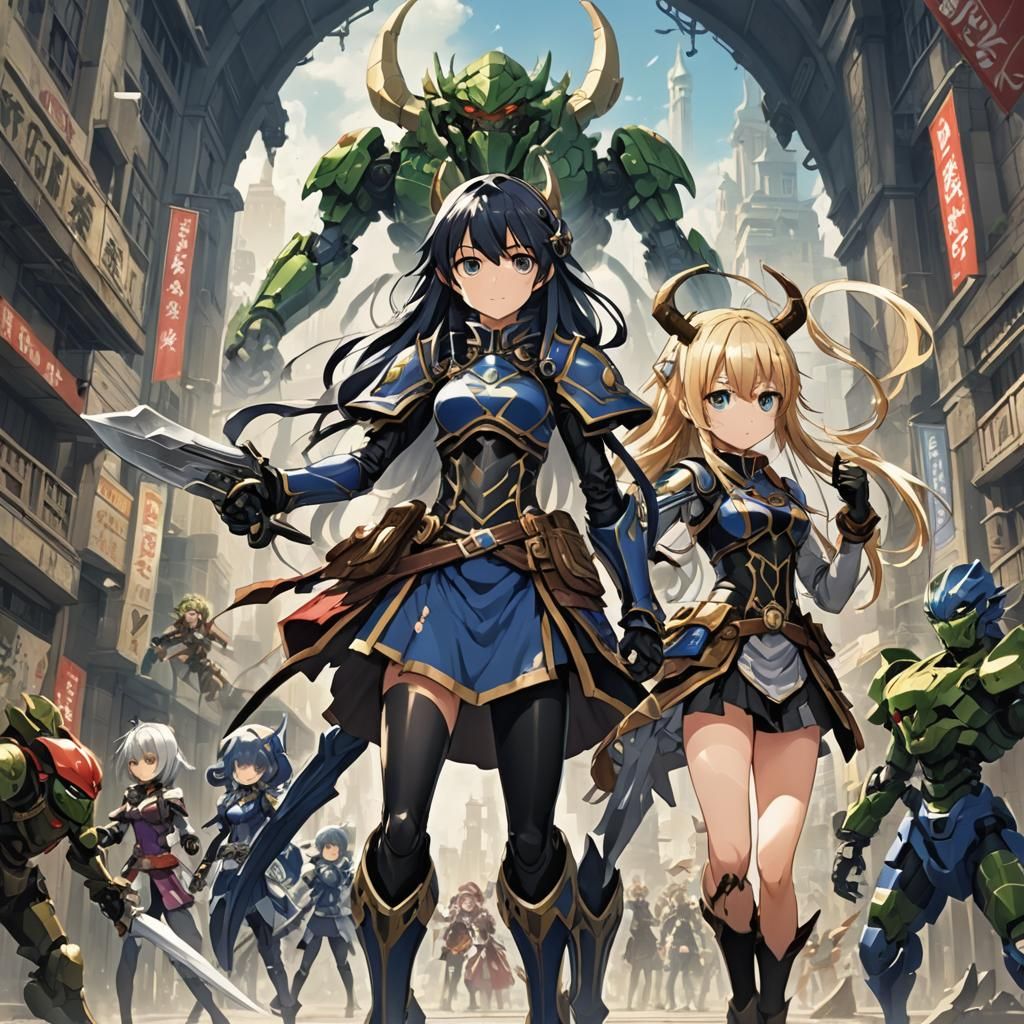 Victorious Thri-Kreen Warrior in Anime Style