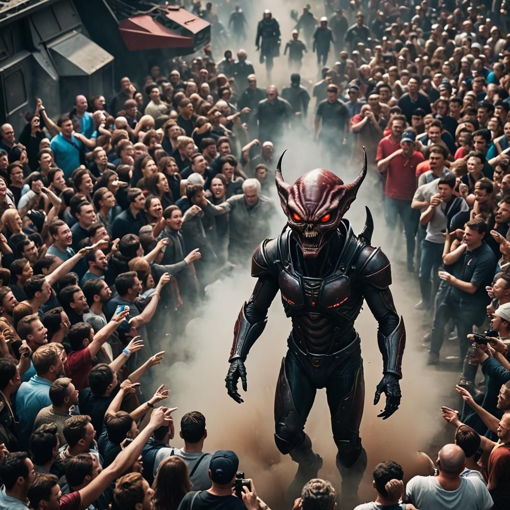 Satanic Alien Emerges from Spaceship in Shocking Scene