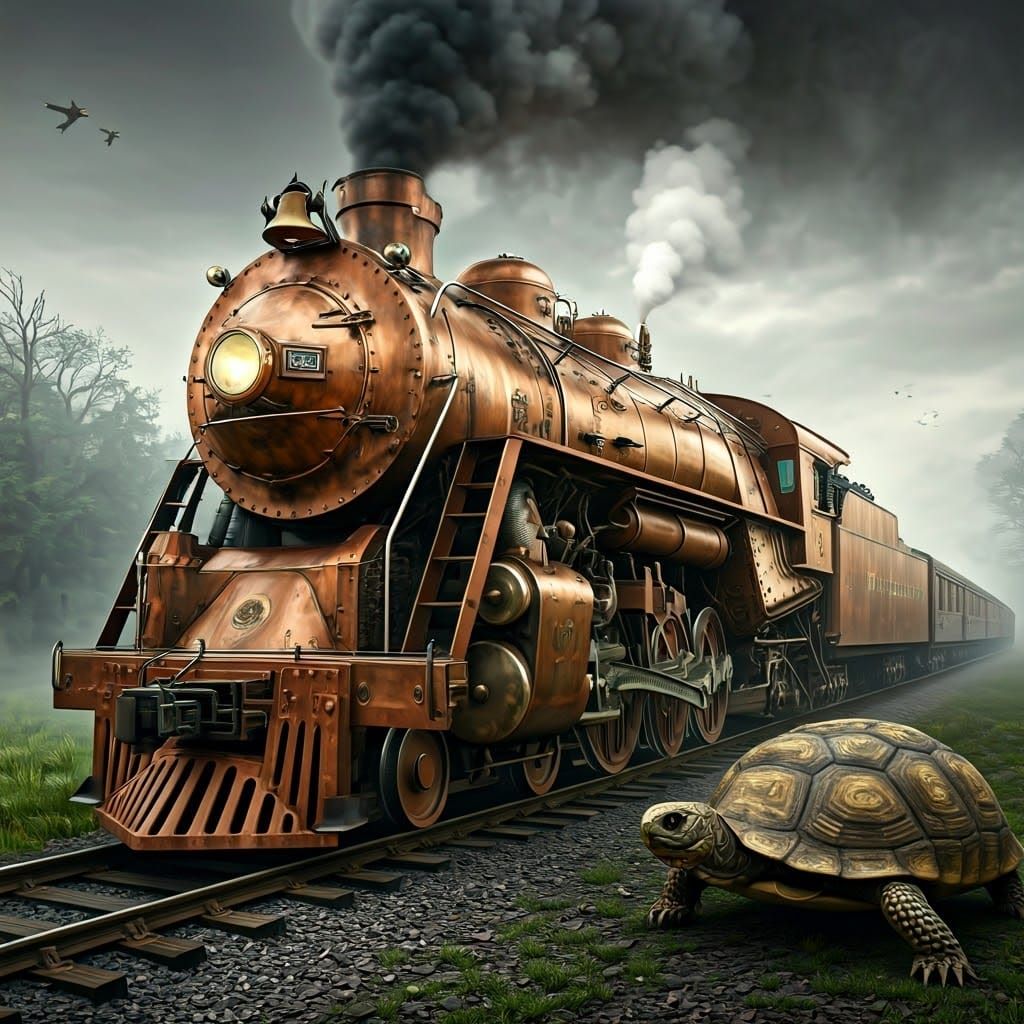 Majestic Steam Locomotive Chugs Through Whimsical Railway