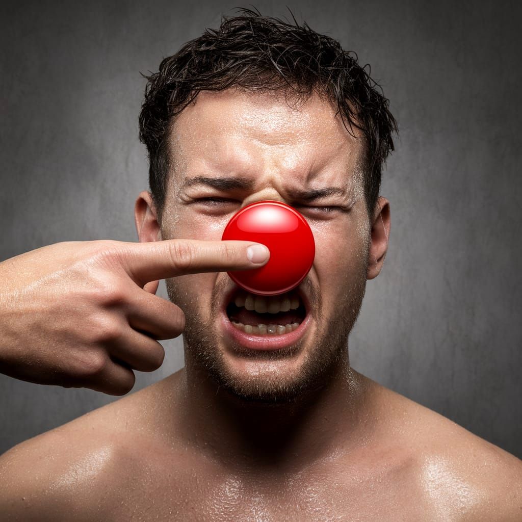 Surreal Figure Stresses Over Life-Changing Button