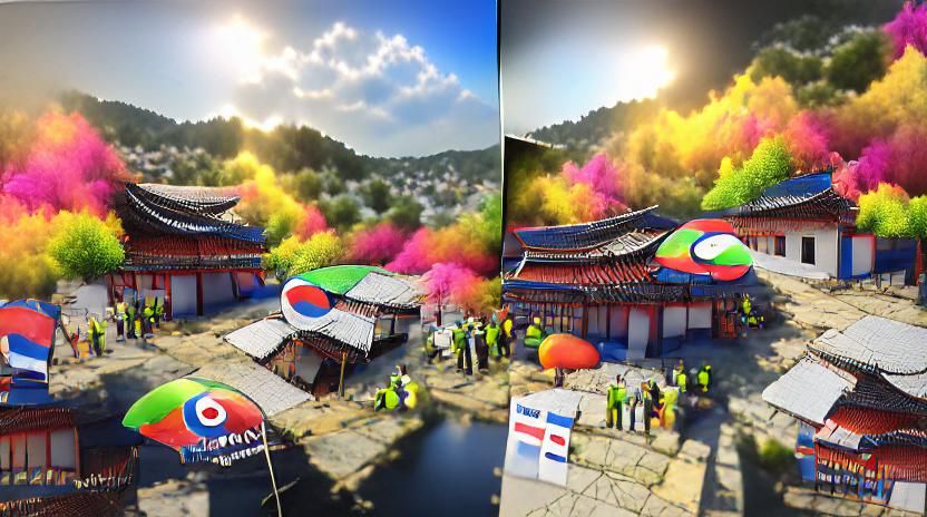 Detailed Colorful Painting of Korea in 8K 3D