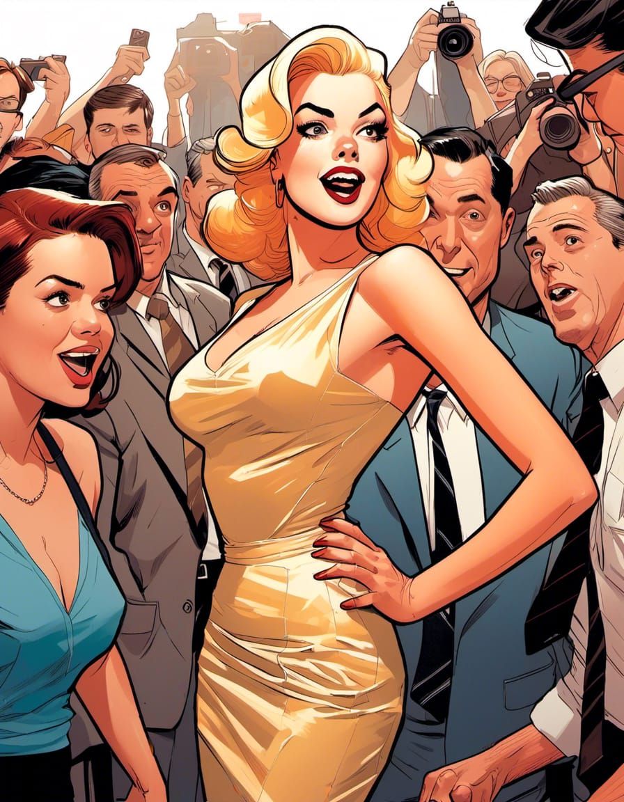 1950s Pin-Up Girl Portrait in Comic Art Style
