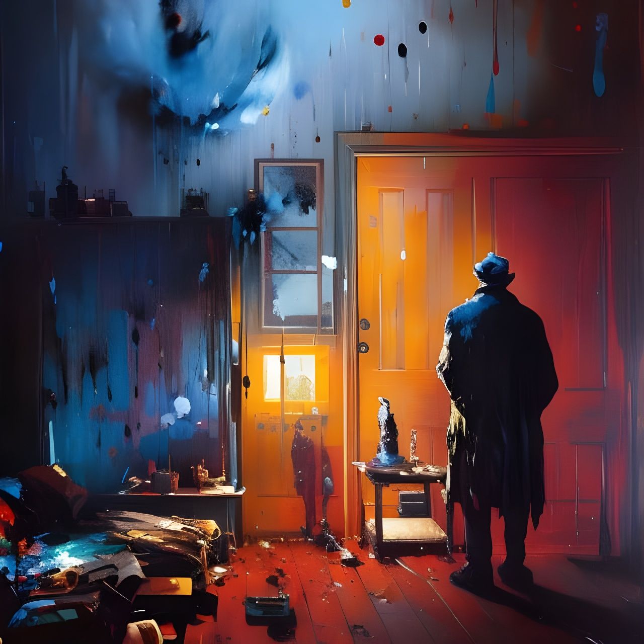 Sad Old Man Portrait in Expressive Painting Style