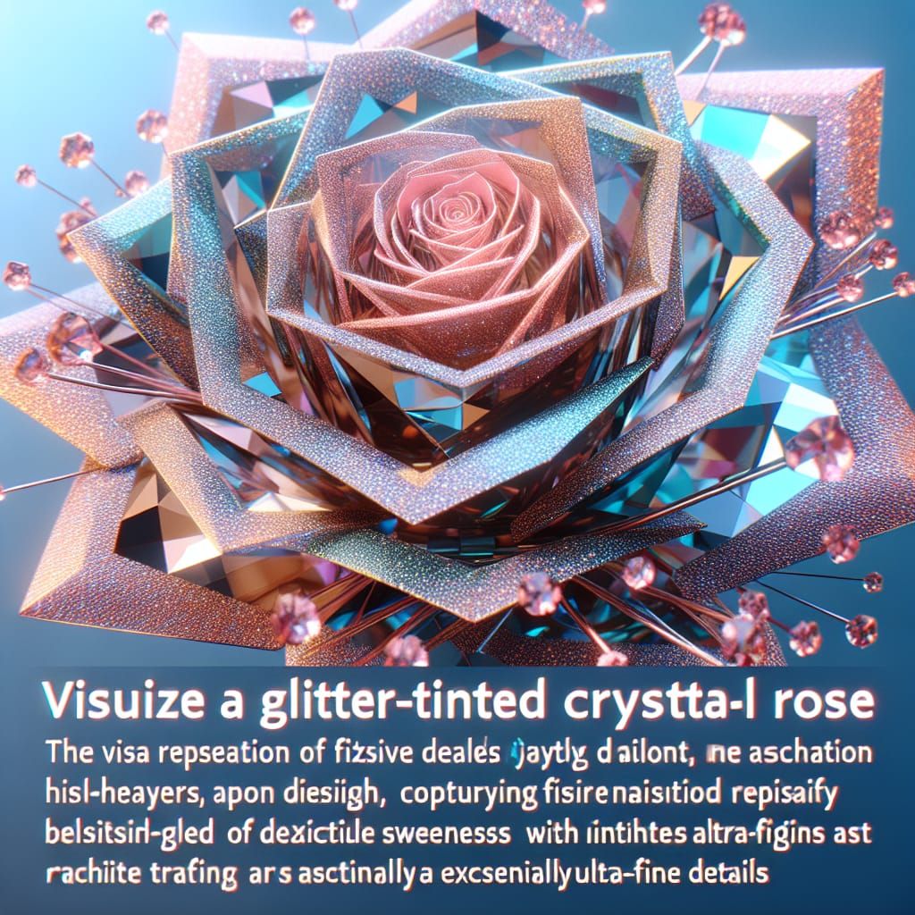 Glittering Crystal Rose in 3D Anime Style