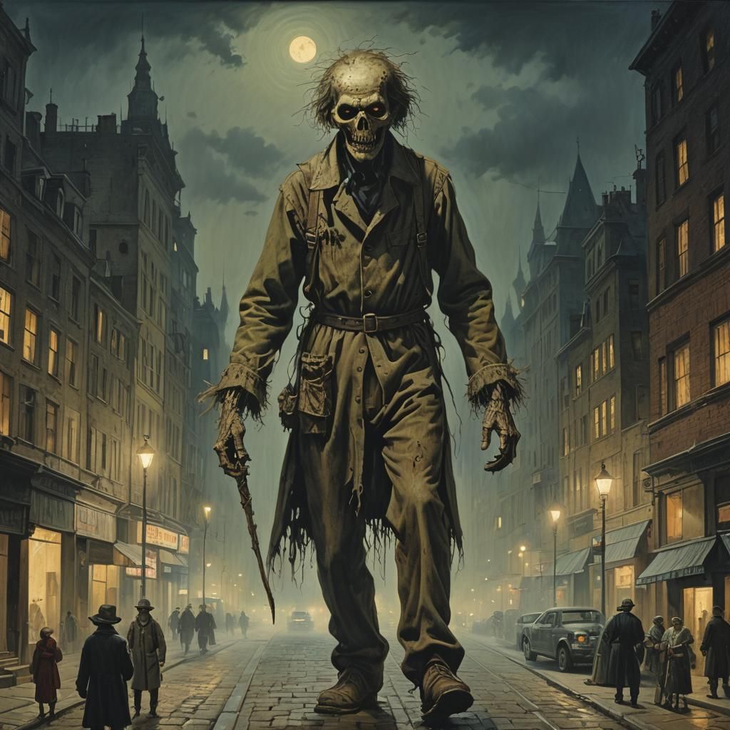 Creepy Scarecrow at Night: Horror Zombiecore