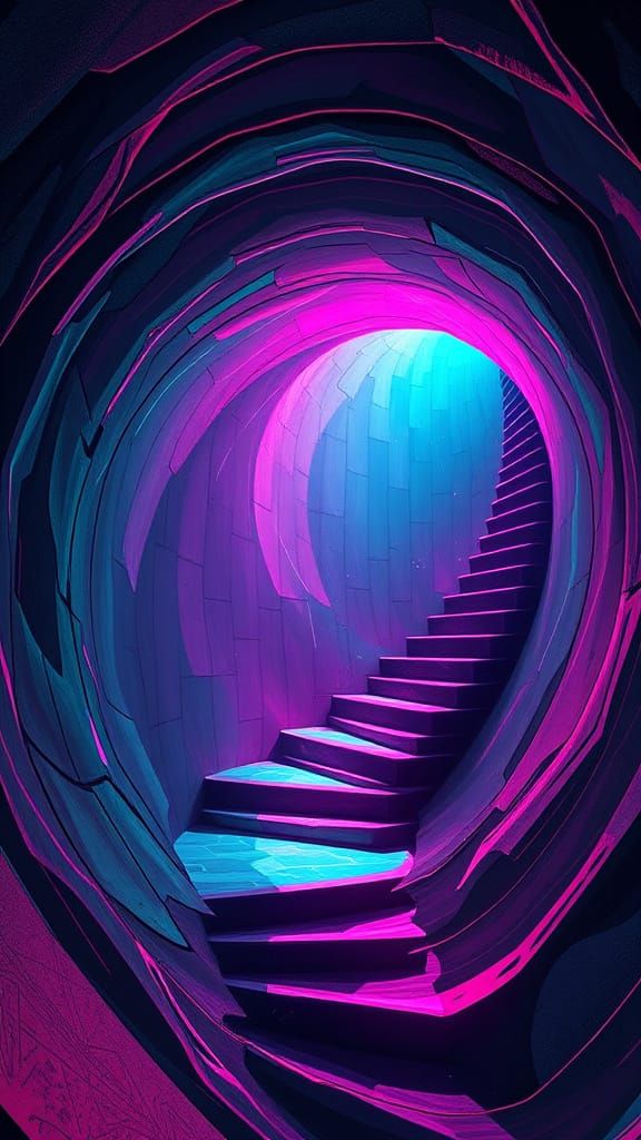 Psychedelic Vortex Tunnel in Contrasting Colors