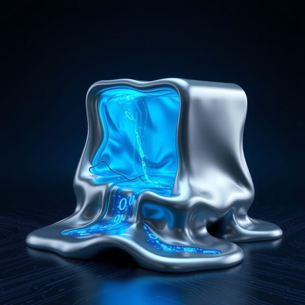 Melting Futuristic Computer in Digital Art Style