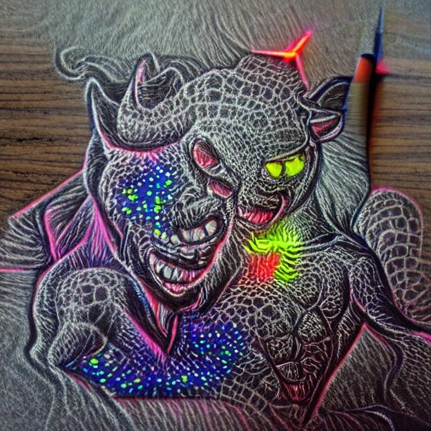 Neon Stipple Demon Stalking Prey