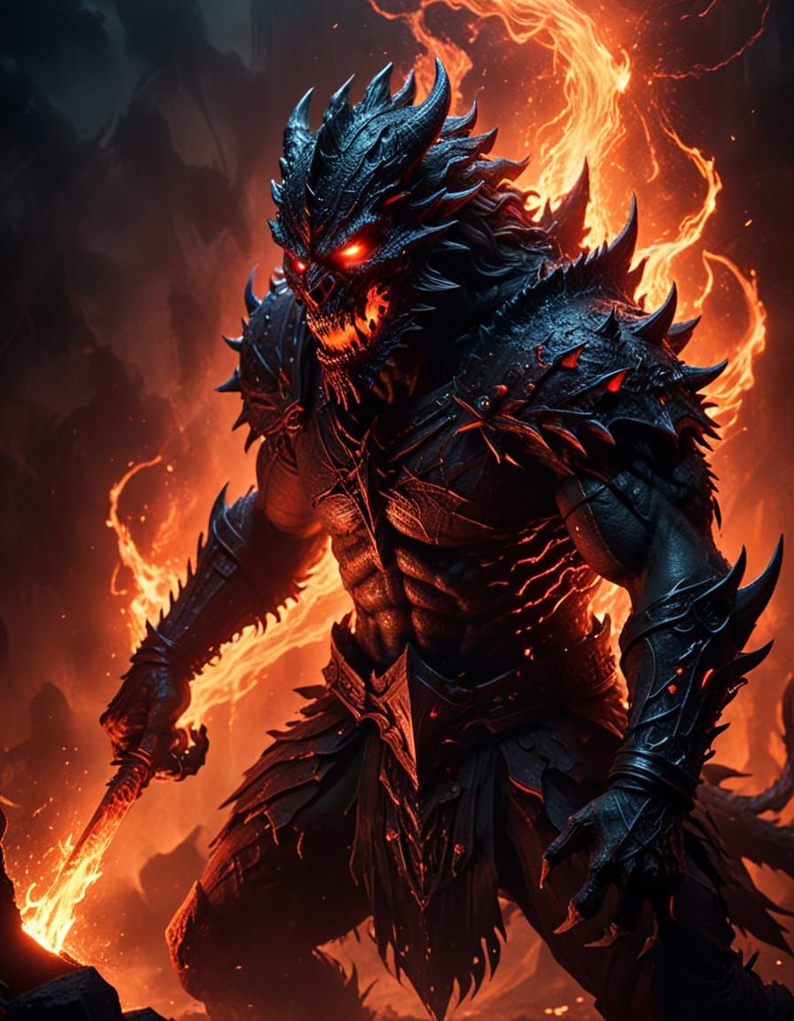 Gothic Warrior Battles Fiend in Dark Fantasy