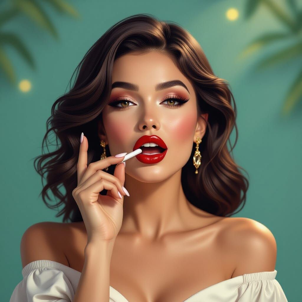 Glamorous Actress Whistling: Hyper-Realistic Digital Art