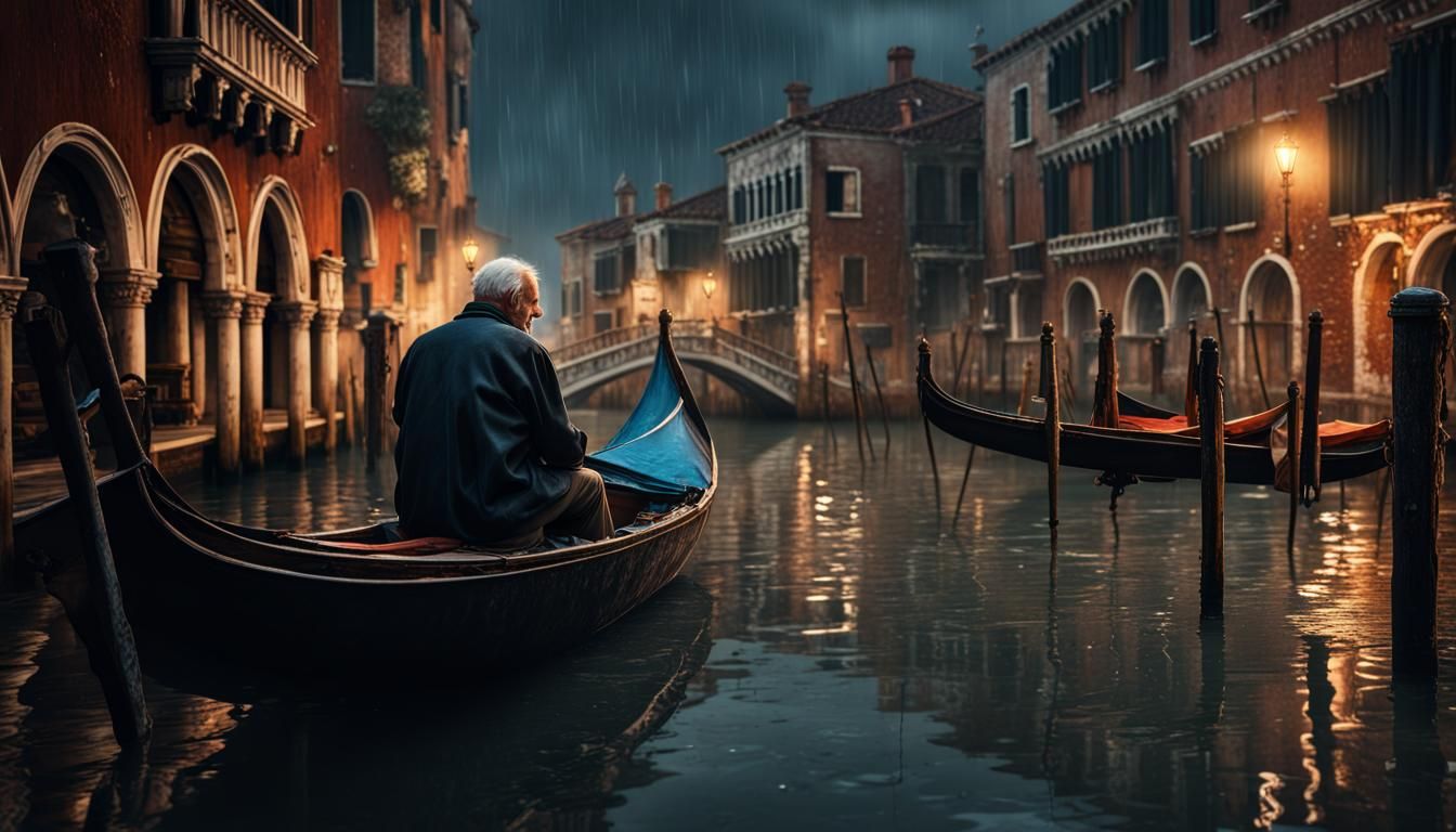 Rainy Night in Venice: A Detailed Matte Painting