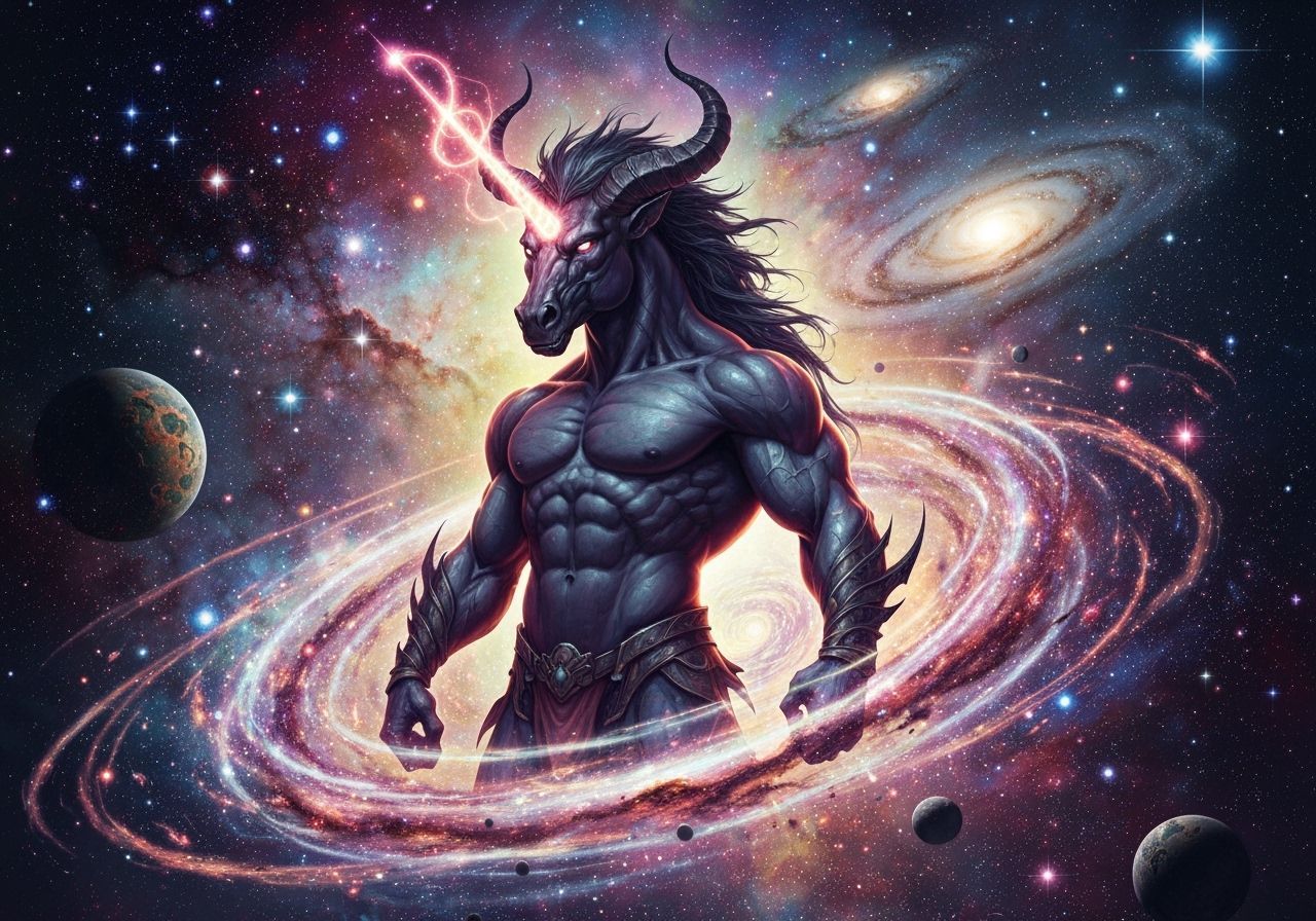 Demonic Unicorn Humanoid in Holographic Style