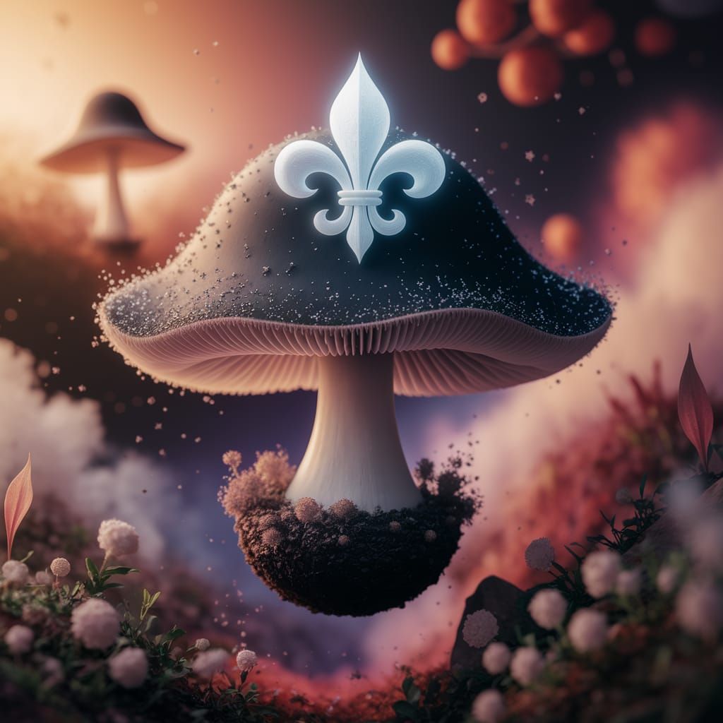 Ethereal Mushroom in Cosmic Landscape