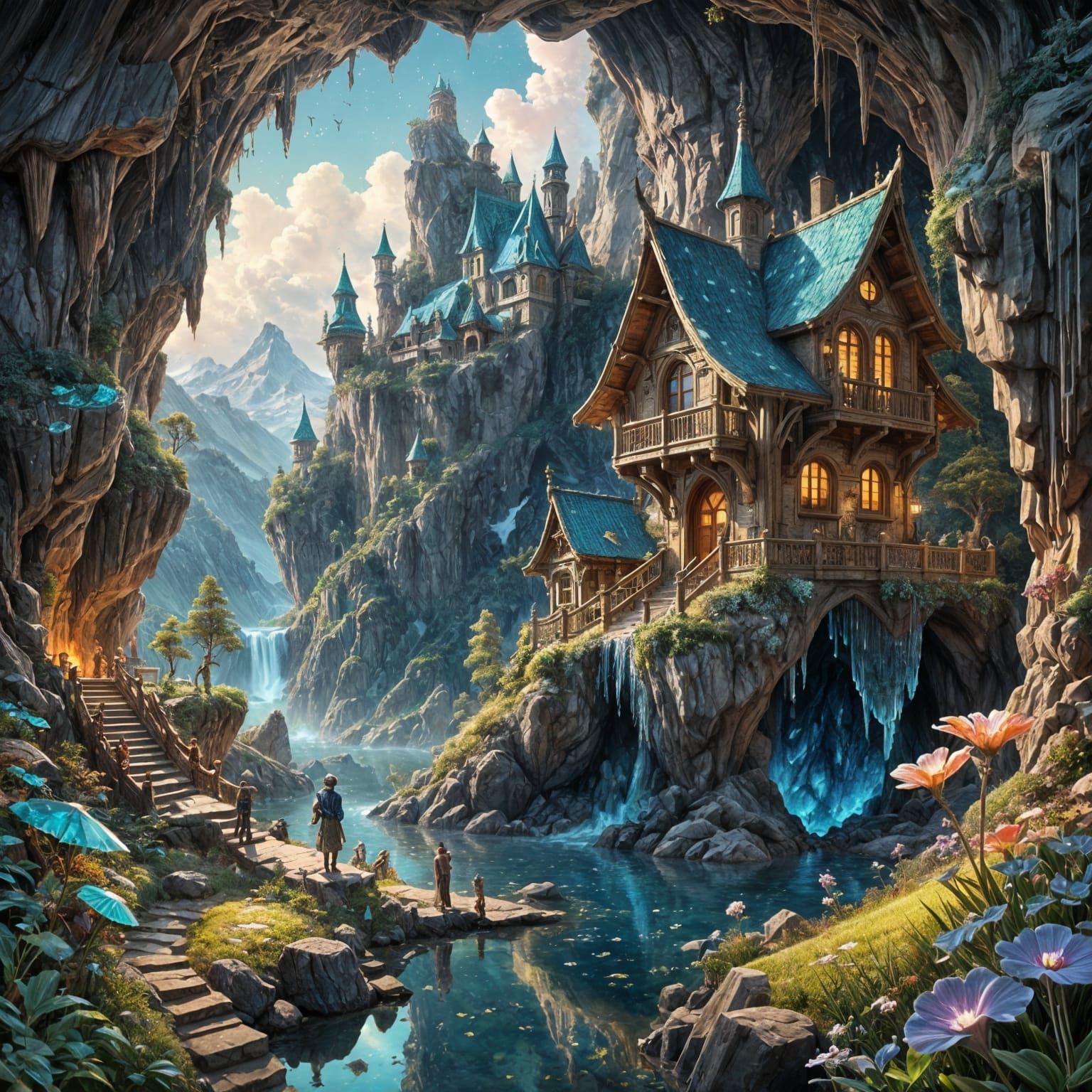 Hidden Geode City with Crystal Illumination