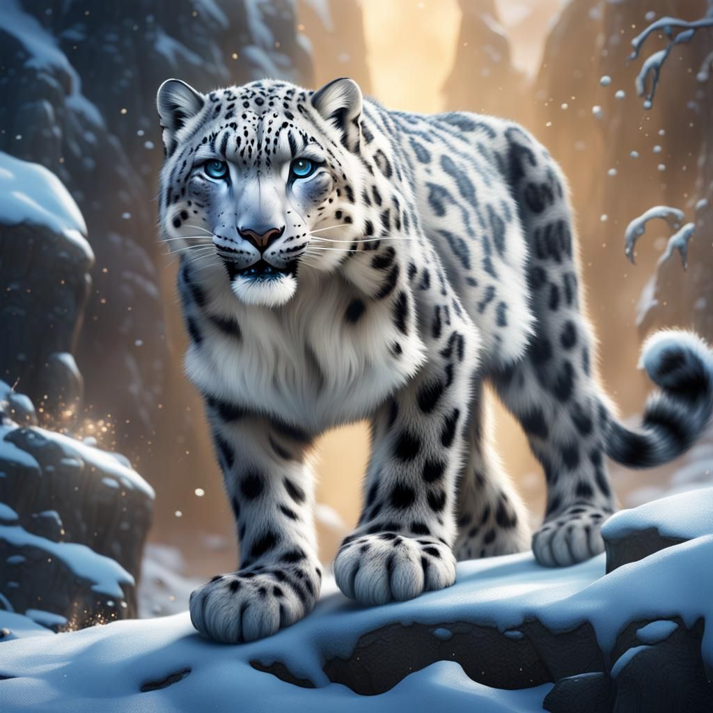 Snow Leopard in Detailed Matte Painting