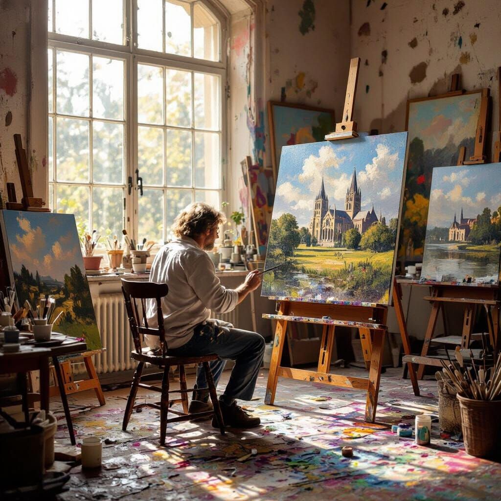 Artist Recreates Constable's Masterpiece in Sunlit Studio