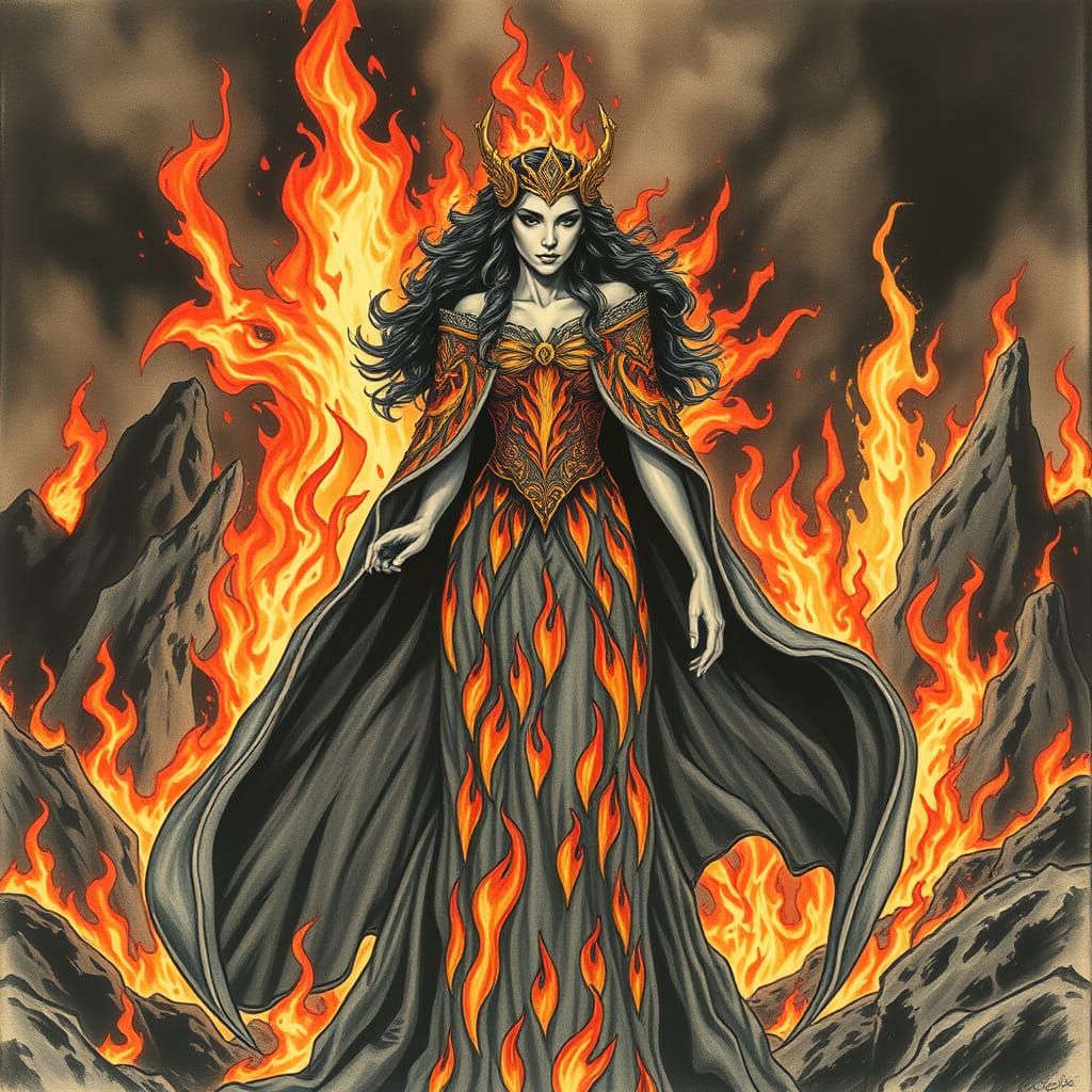 Sultry Fire Warrior in Blazing Inferno