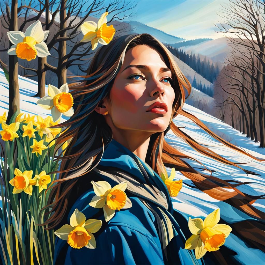 Colorful Winter Landscape in Double Exposure Graffiti