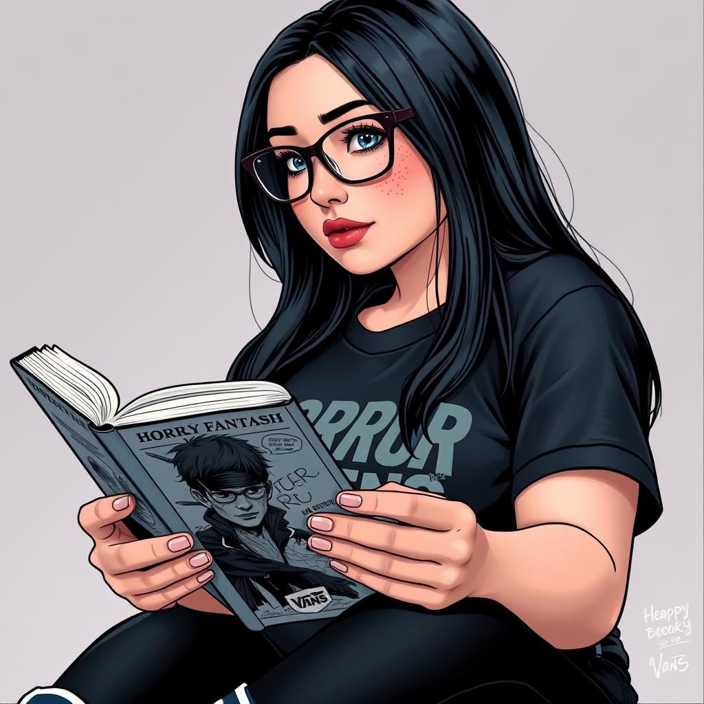 Woman Reading: Comic Book Art Style