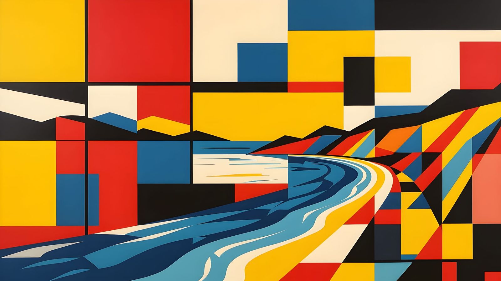 Abstract Australia in the Style of Piet Mondrian