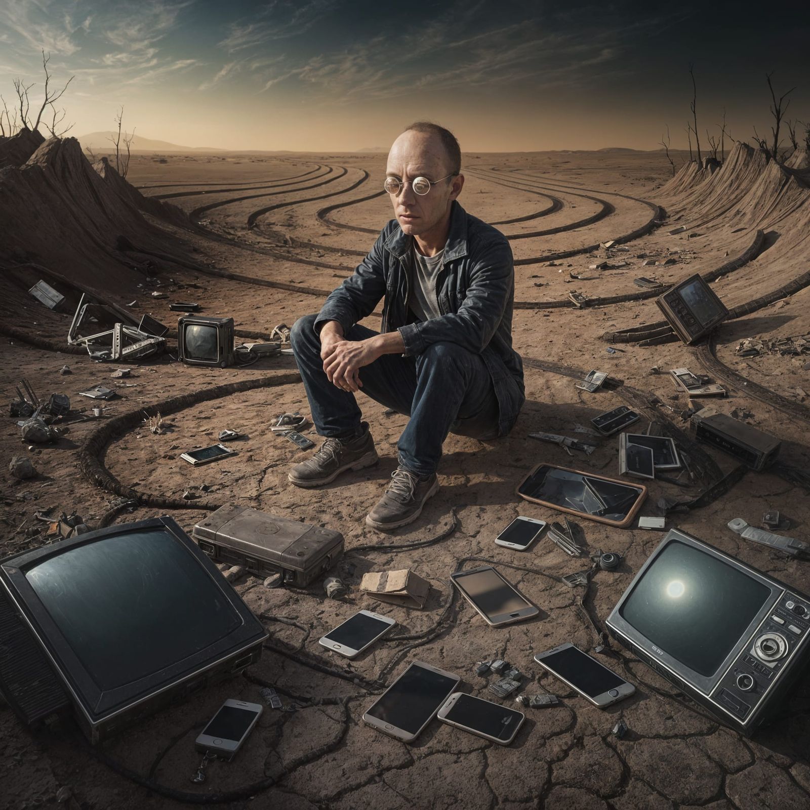 Unsettling Wasteland: Surreal Post-Apocalyptic Scene