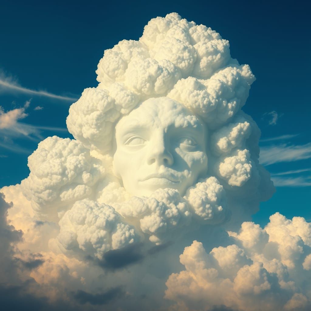 Cosmic Face Cloud Formation in a Dramatic Blue Sky