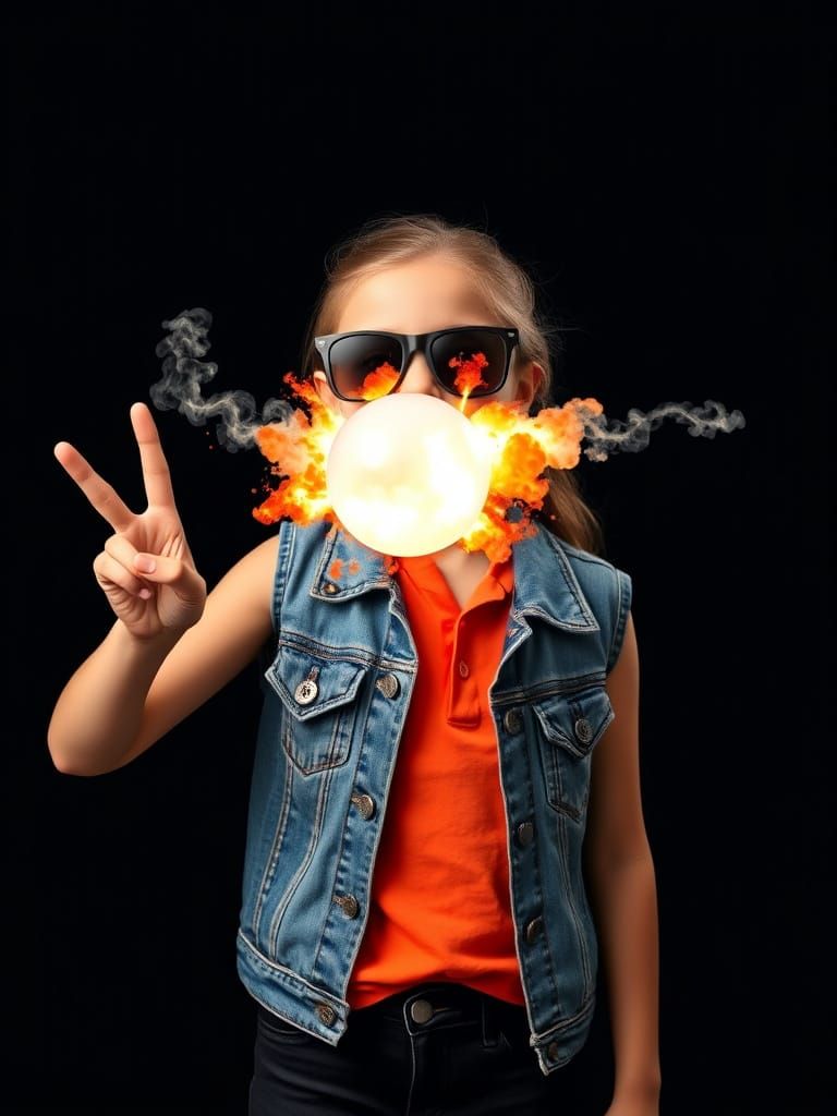 Cool Teen Girl Ignites Epic Bubblegum Explosion