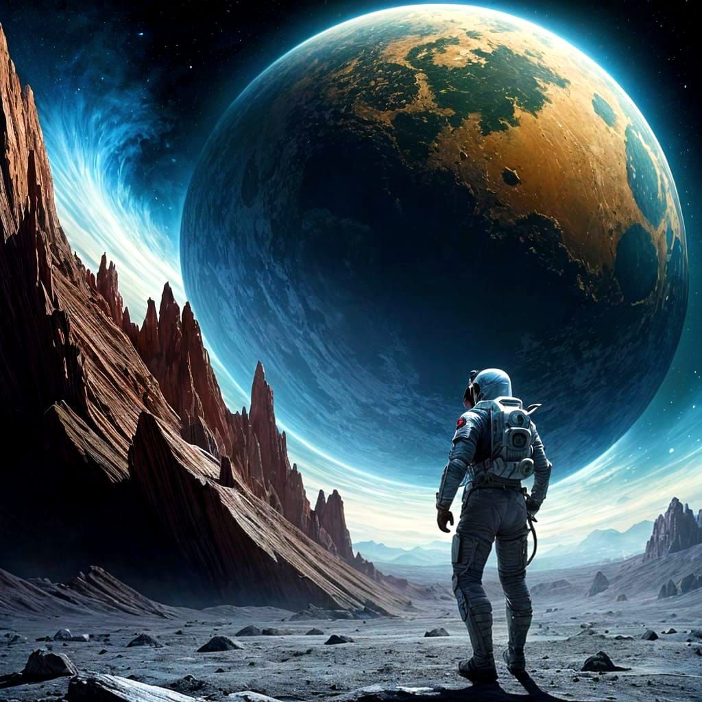 Astronaut Battles Monsters on Alien Planet