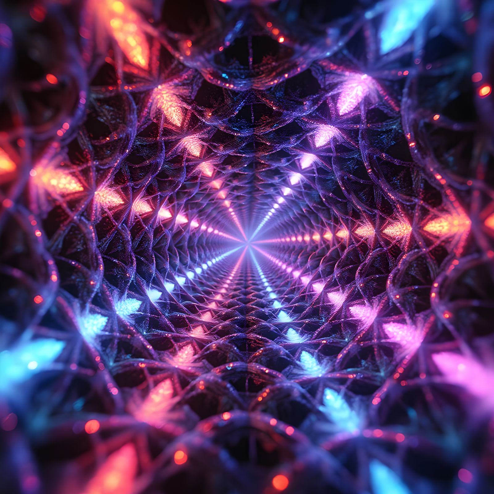 Vibrant Fractal Tunnel in Neon Hues