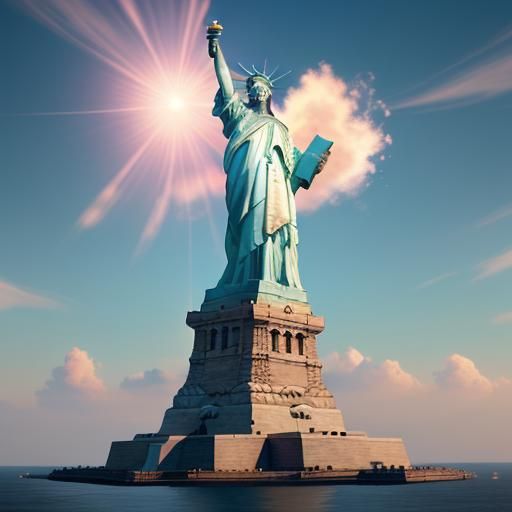 Statue of Liberty with Gold Teeth, Fantasy Matte Painting