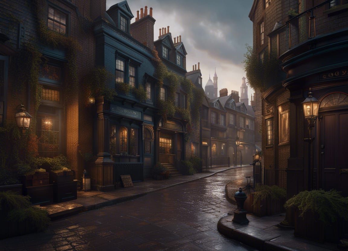 Fantastical London Inspired by Dickens: Detailed Matte Paint...