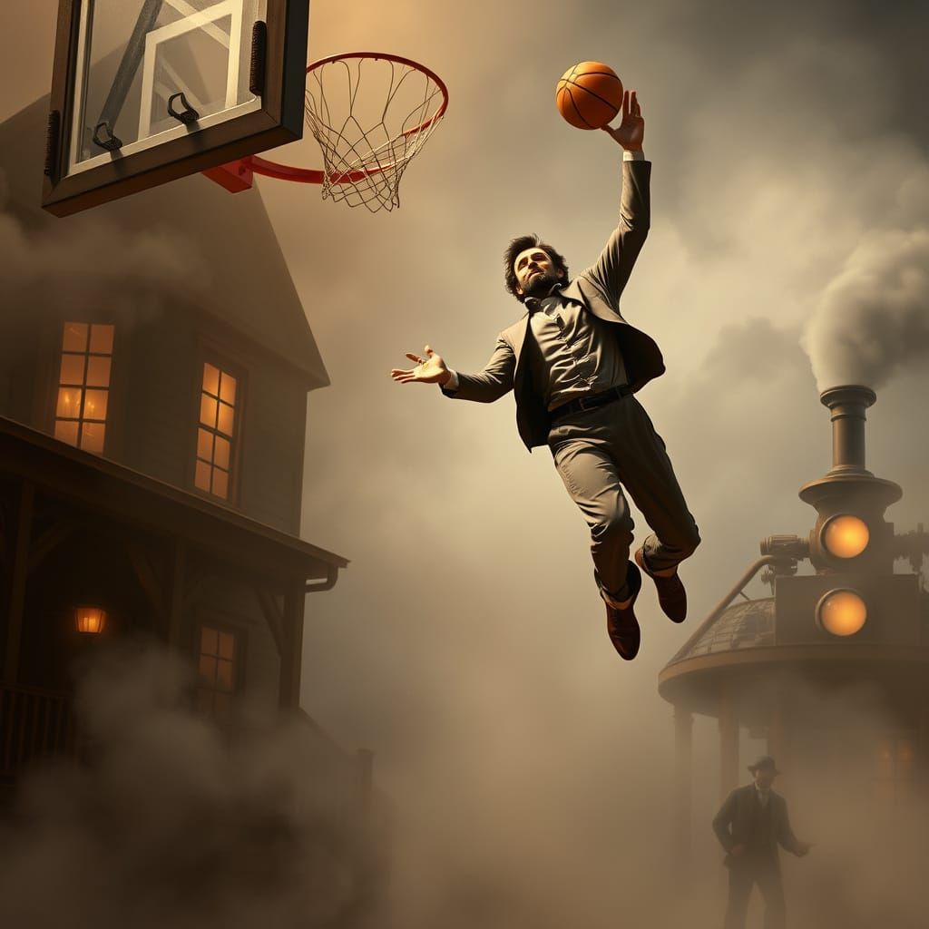 Lincoln Soaring: A Steampunk Basketball Slam Dunk