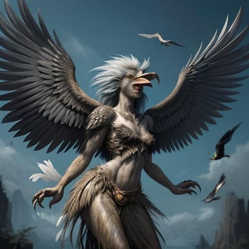 Mythological Harpy with Bird Attributes