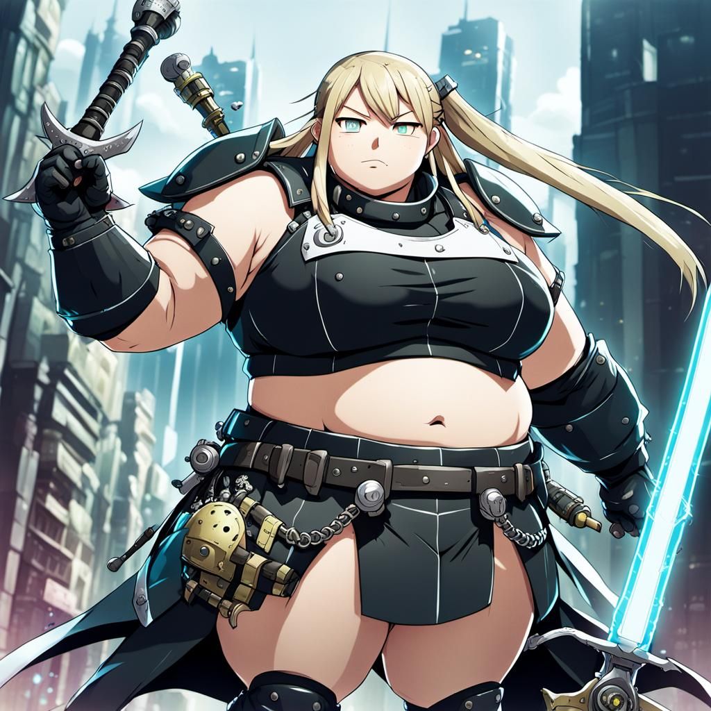 Cyberpunk SSBBW Maka Alban with Magic Sword