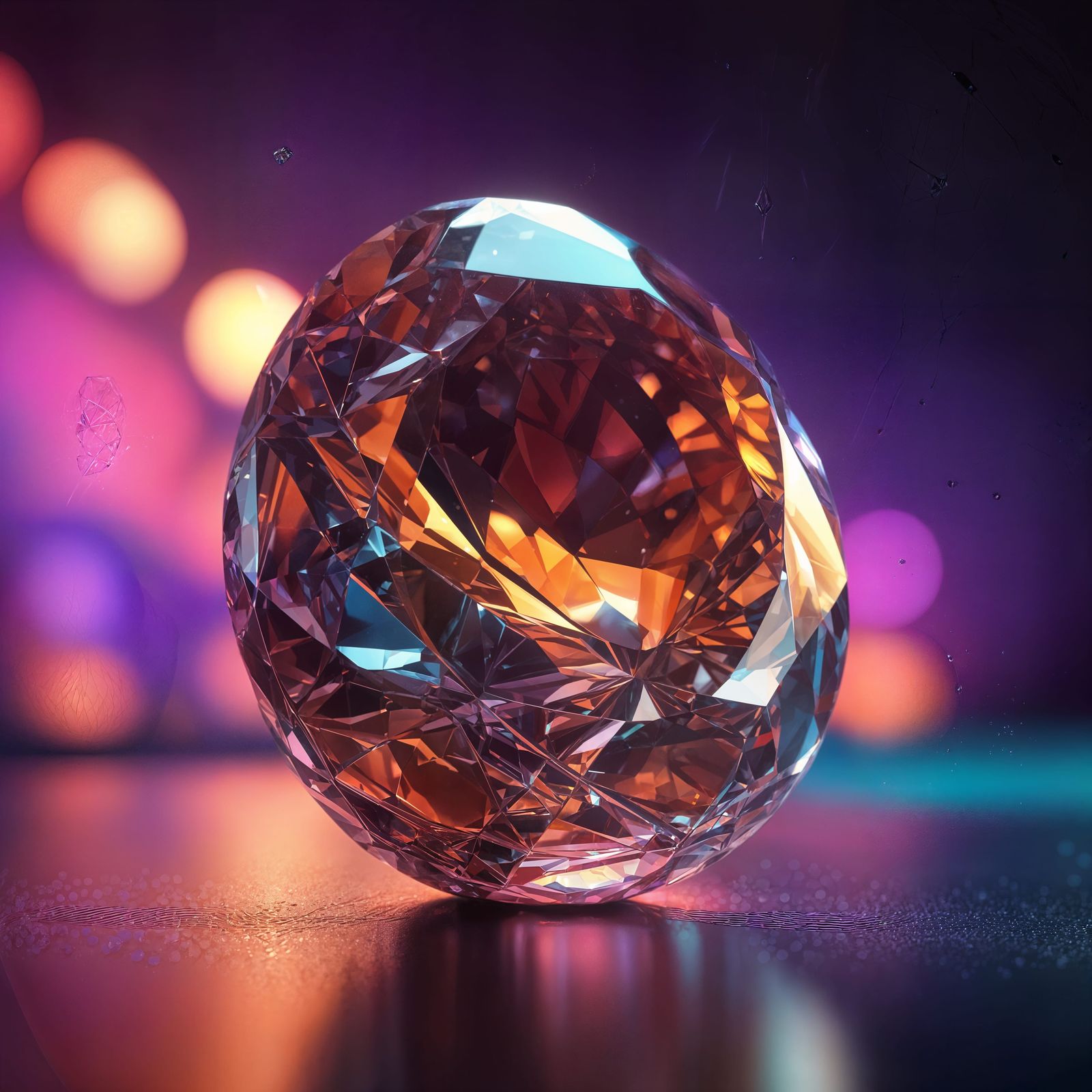 Hyperrealistic Egg Shaped Diamond in Vibrant Splash Art