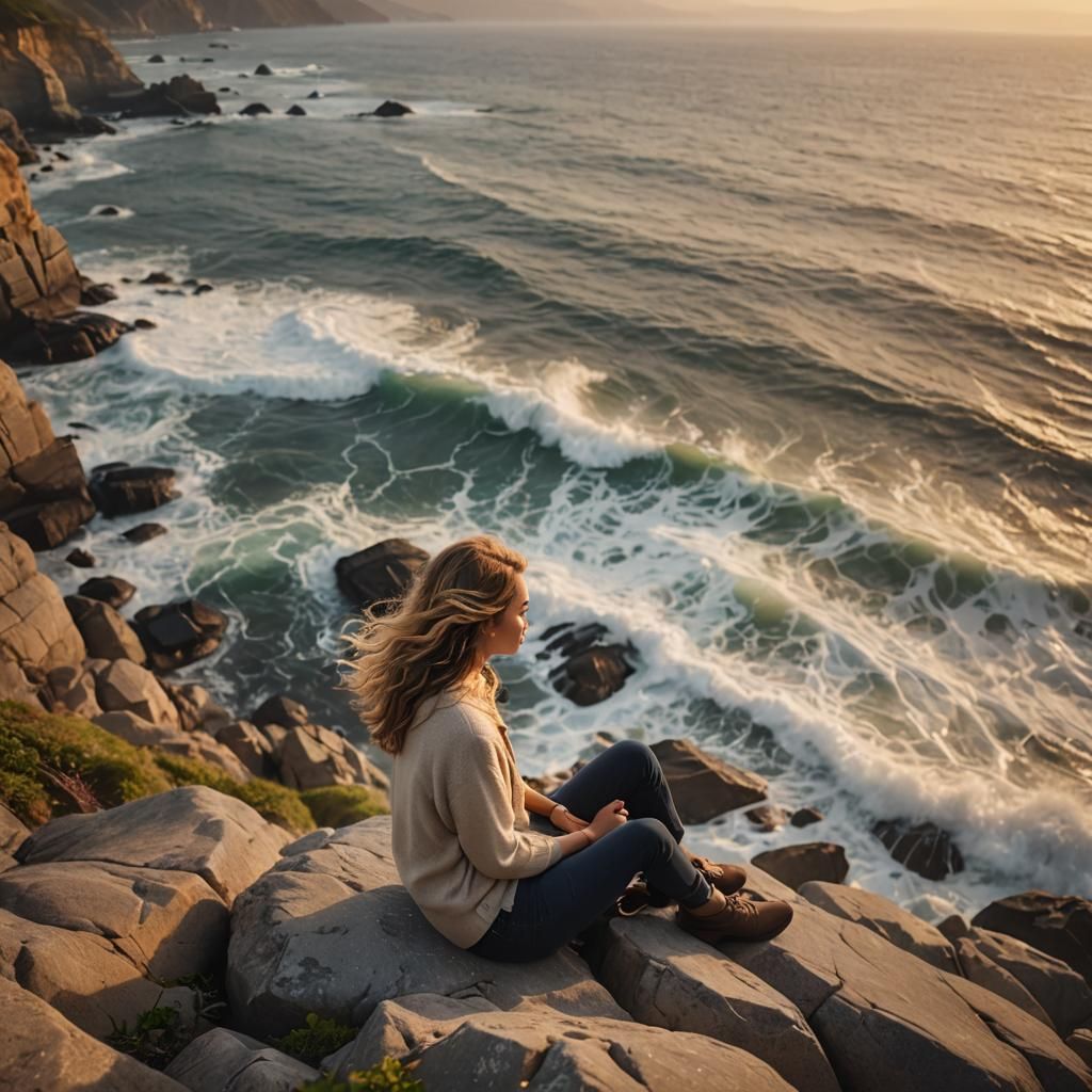 Serene Ocean View: Golden Hour Photography