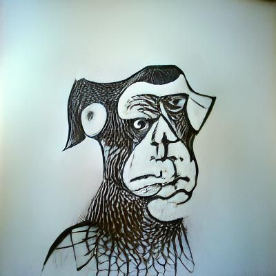 Cubist Ape in Pen and Ink Style