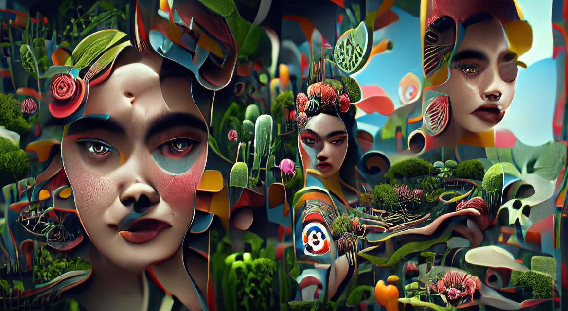 Amazonian Warrior Women in Psychedelic Jungle Art