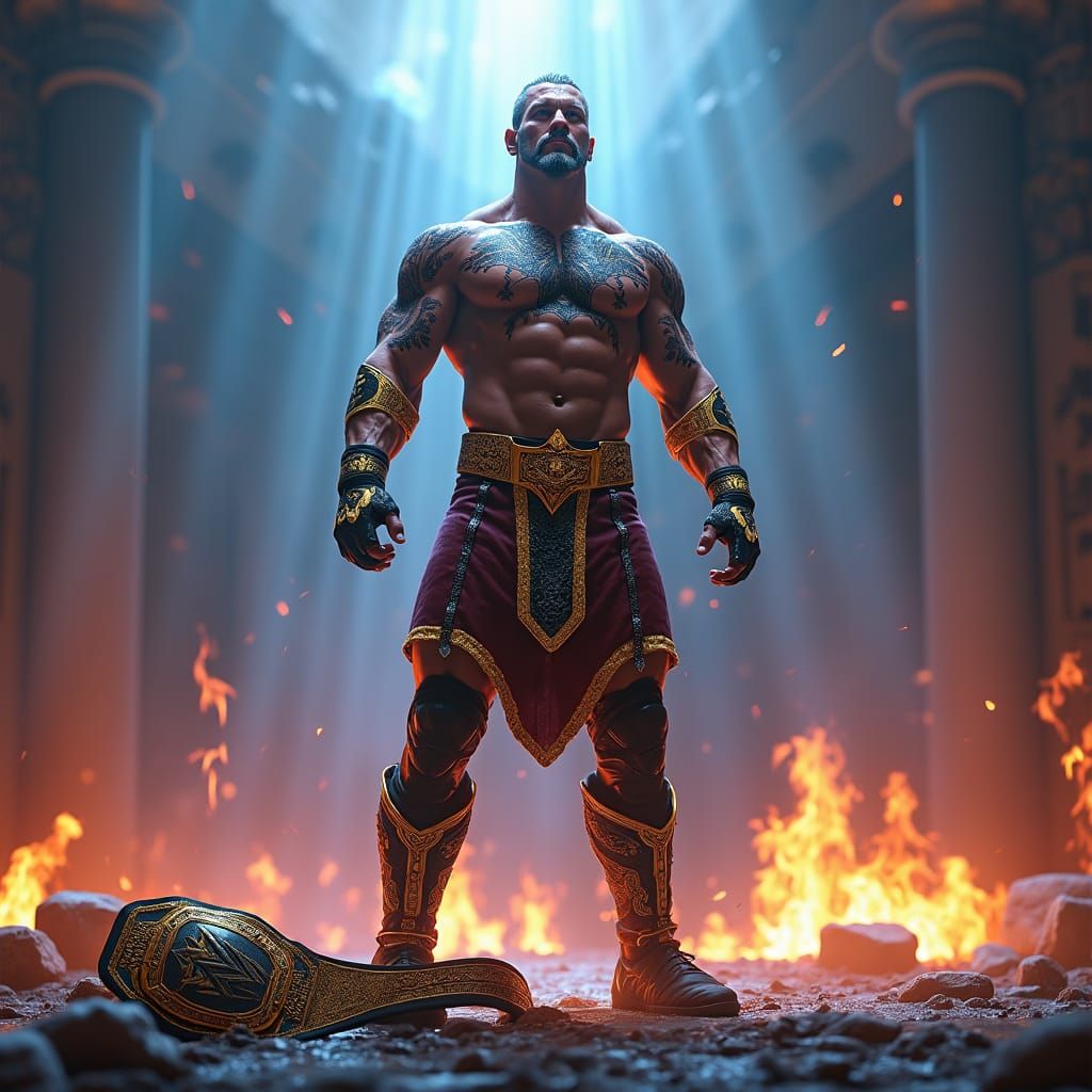 Randy Orton Triumphant in Mythical Arena, Digital Art