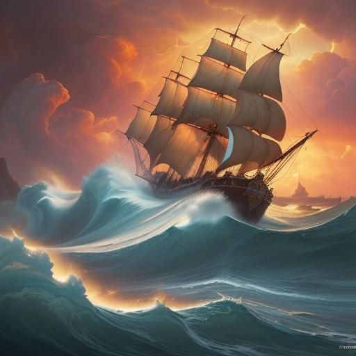 Spanish galleon in distress