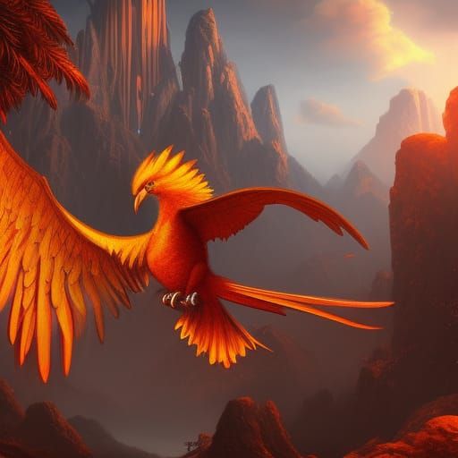Detailed Phoenix Bird in Fantasy Concept Art